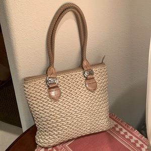 Brighton 3 Tone Beige Staw Handbag Approx. 13”x4”x19”
